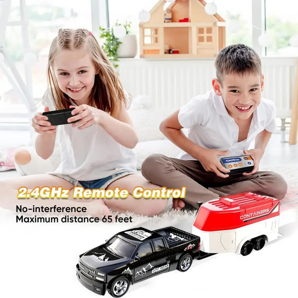 Mini RC Racing Car with Trailer: Remote Controlled Electric Drift RC Model - Perfect Toy Gift for Boys